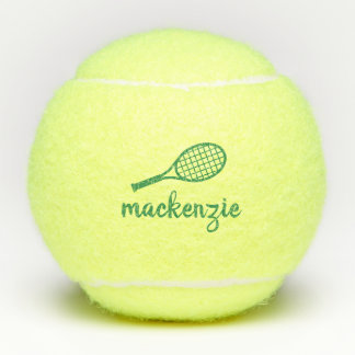 Personalized Green Calligraphy Script Name Tennis Balls