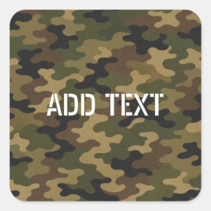 Personalized Green Camouflage Army Square Sticker