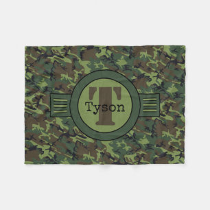 Personalized Green Camouflage Fleece Pet Blanket