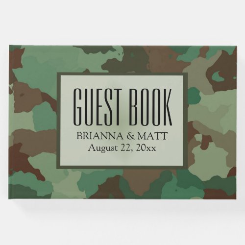 Personalized Green Camouflage Wedding Guest Book