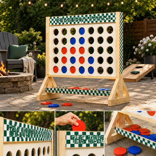 Personalized Green Checkerboard Fast Four
