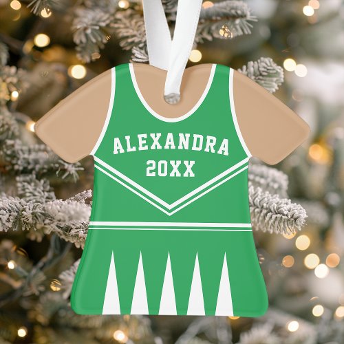 Personalized Green Cheerleader Uniform Ornament