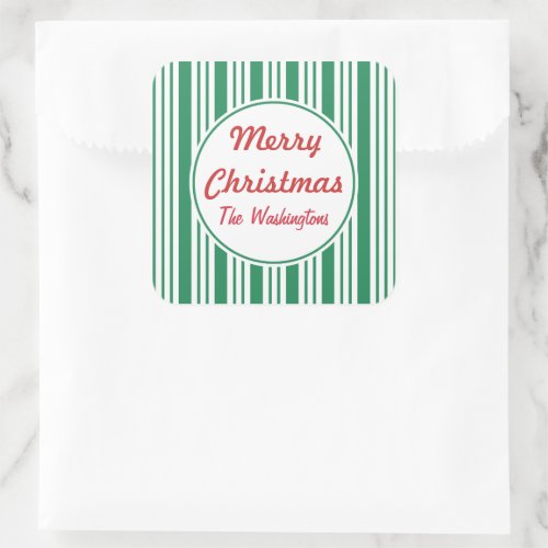 Personalized Green Christmas Candy Gift Stickers