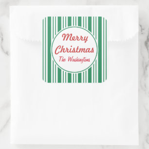 Personalized Green Christmas Candy Gift Stickers