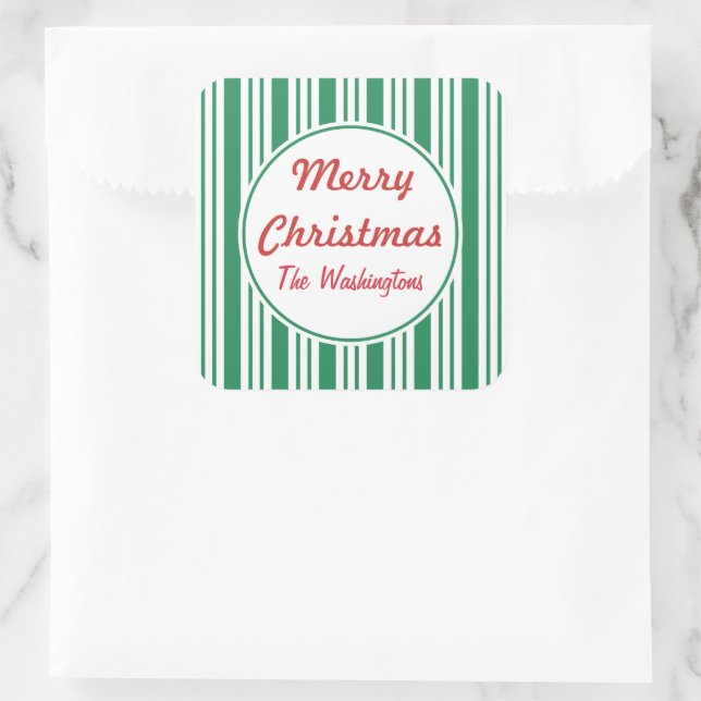 Personalized Green Christmas Candy Gift Stickers (Bag)