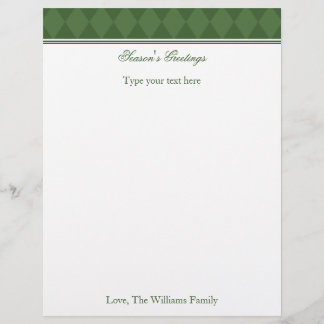 Personalized Green Christmas Holiday Stationary