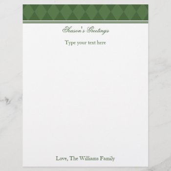 Personalized Green Christmas Holiday Stationary by thechristmascardshop at Zazzle