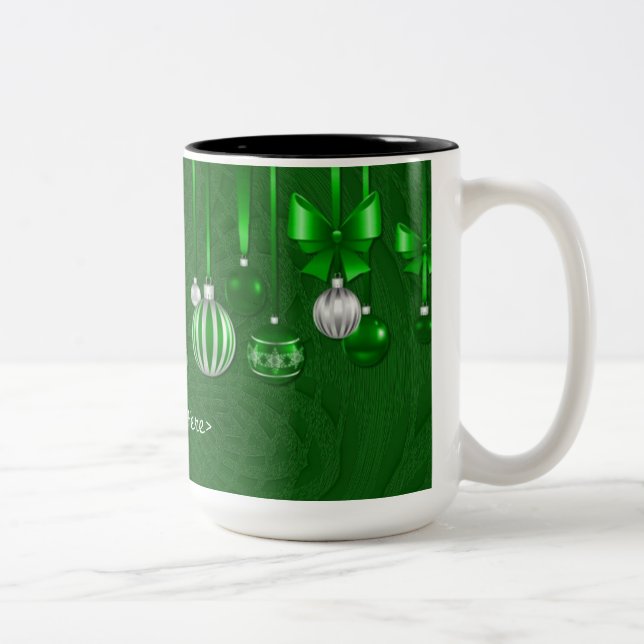 Personalized Green Christmas Ornaments Mug (Right)