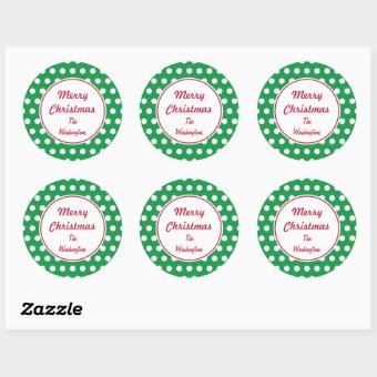 Personalized Green Christmas Stickers | Zazzle