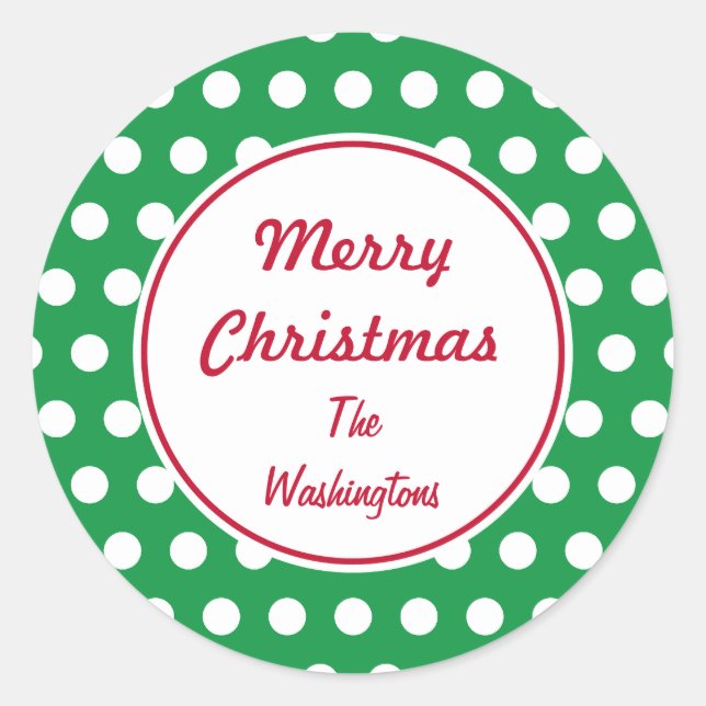 Personalized Green Christmas Stickers (Front)