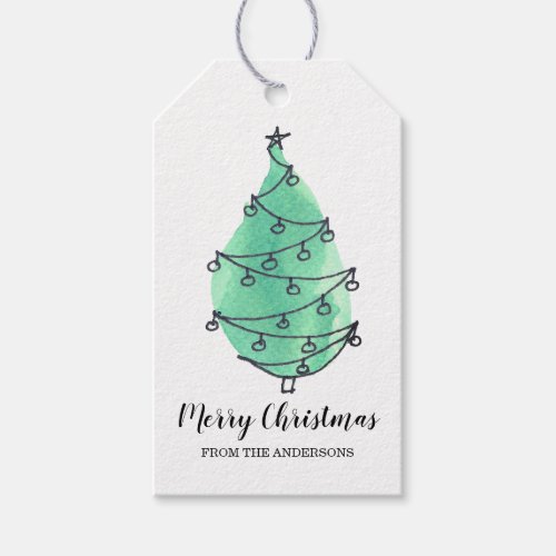 Personalized Green Christmas Tree  Gift Tags