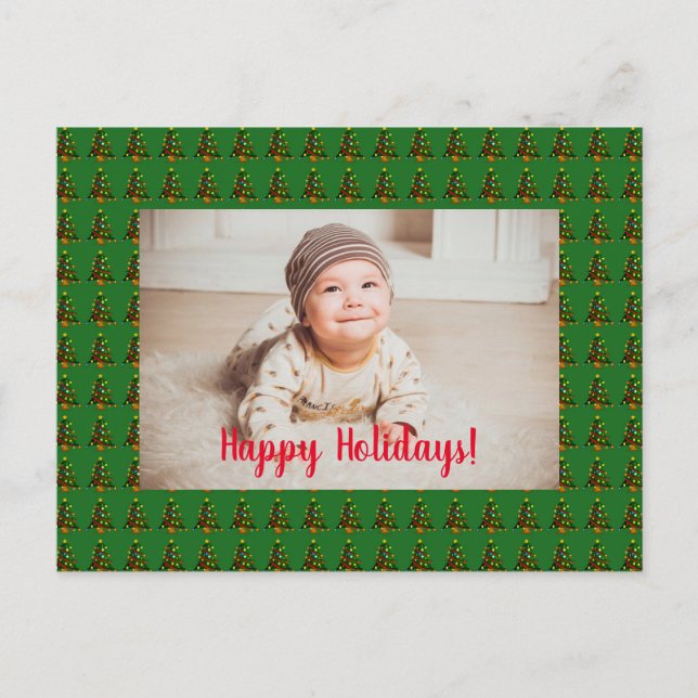 Personalized Green Christmas Tree Postcard (Front)