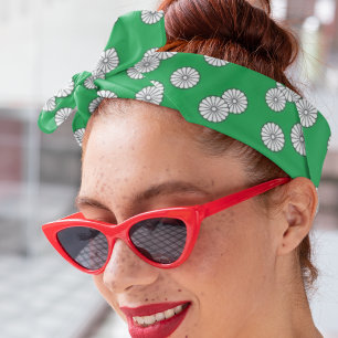 Personalized Green Circular White Japanese Flower Bandana