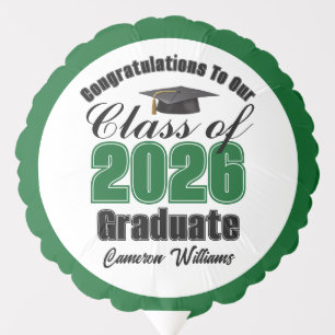 Personalized Green Class of 2026 Graduation Party Balloon