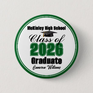 Personalized Green Class of 2026 Graduation Party Button