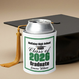 Personalized Green Class of 2026 Graduation Party Can Cooler
