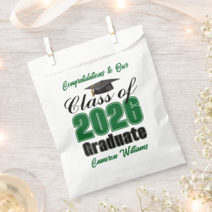 Personalized Green Class of 2026 Graduation Party Favor Bag