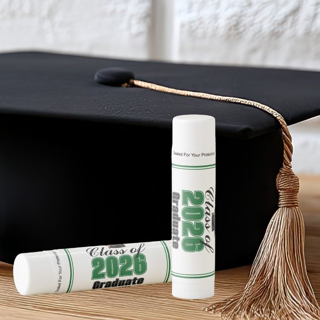 Personalized Green Class of 2026 Graduation Party Lip Balm (Creator Uploaded)