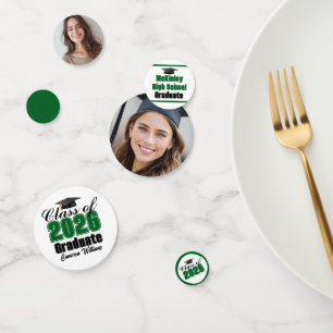 Personalized Green Class of 2026 Graduation Photo Confetti