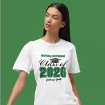 Personalized Green Class of 2026 Graduation T-Shirt<br><div class="desc">Customize your own green high school Class of 2026 graduate t-shirt for a graduation party keepsake. Cool varsity letters for the year on a great custom commemorative gift for seniors. Classic keepsake with your student name.</div>