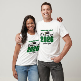 Personalized Green Class of 2026 Graduation T-Shirt