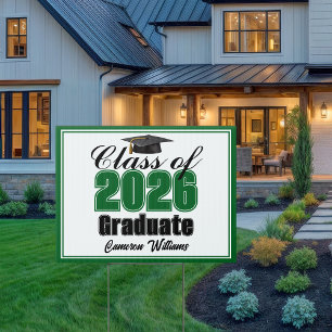 Personalized Green Class of 2026 Graduation Yard Sign