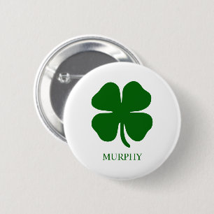 Personalized Green Clover Button