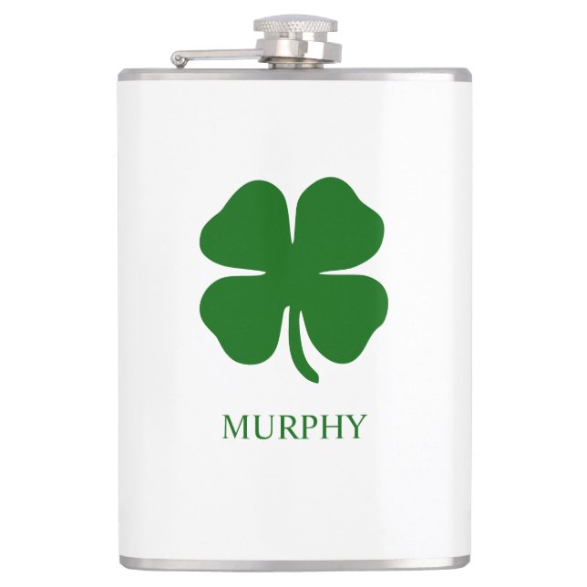Personalized Green Clover Flask (Front)