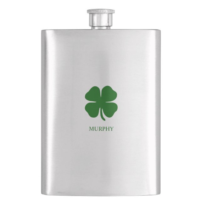 Personalized Green Clover Flask (Front)