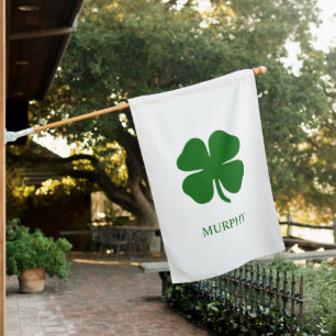 Personalized Green Clover House Flag
