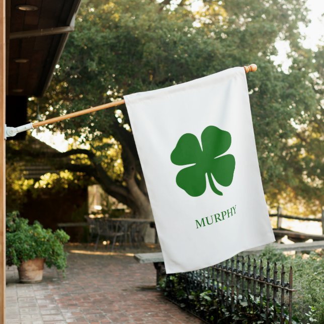Personalized Green Clover House Flag (In SItu)