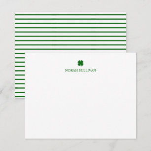 Personalized Green Clover Note Card