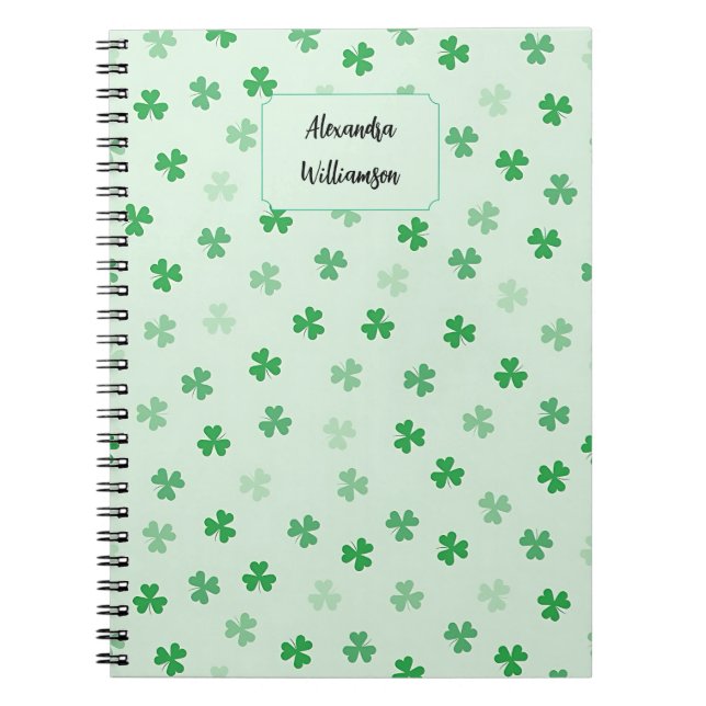 Personalized Green Clover Notebook | Minimal Lucky (Front)