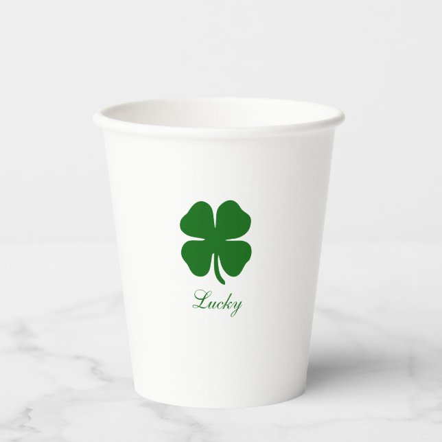 Personalized Green Clover Paper Cups (Front)
