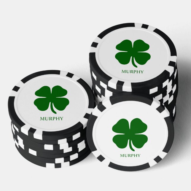Personalized Green Clover Poker Chips (Stack)