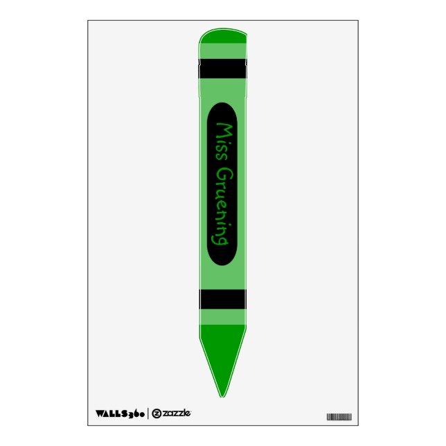 Personalized Green Crayon Name Sign Wall Sticker (Front)