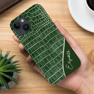 Personalized Green Crocodile Case-Mate iPhone 14 Case