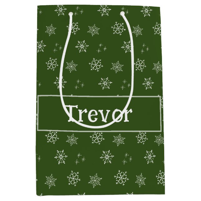Personalized Green Custom Snowflake Gift Bag (Front)