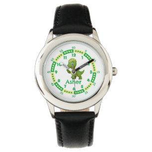 Personalized Green Dinosaur Boys Time Learning Watch