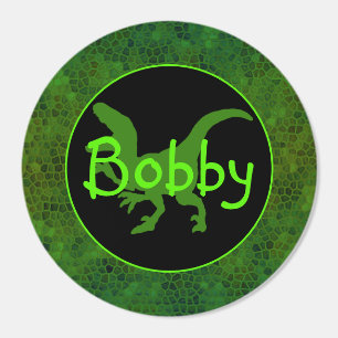 Personalized Green Dinosaur Classic Round Sticker