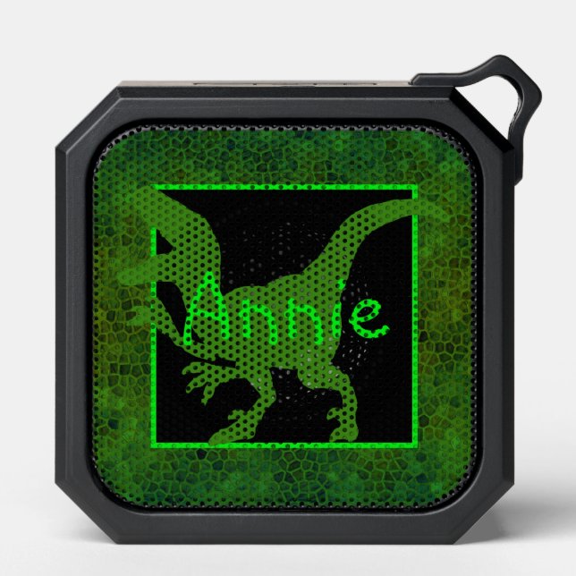 Personalized Green Dinosaur Hide Bluetooth Speaker (Front)
