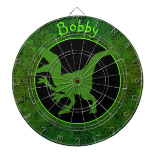 Personalized Green Dinosaur Hide Dart Board