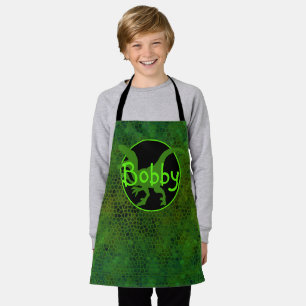 Personalized Green Dinosaur Hide Kids Print Apron