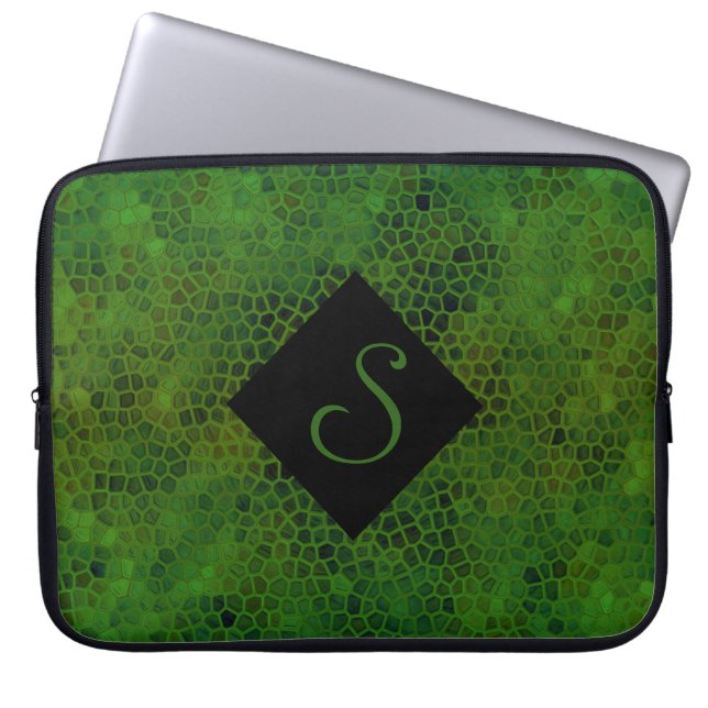 Personalized Green Dinosaur Hide Laptop Sleeve (Front)