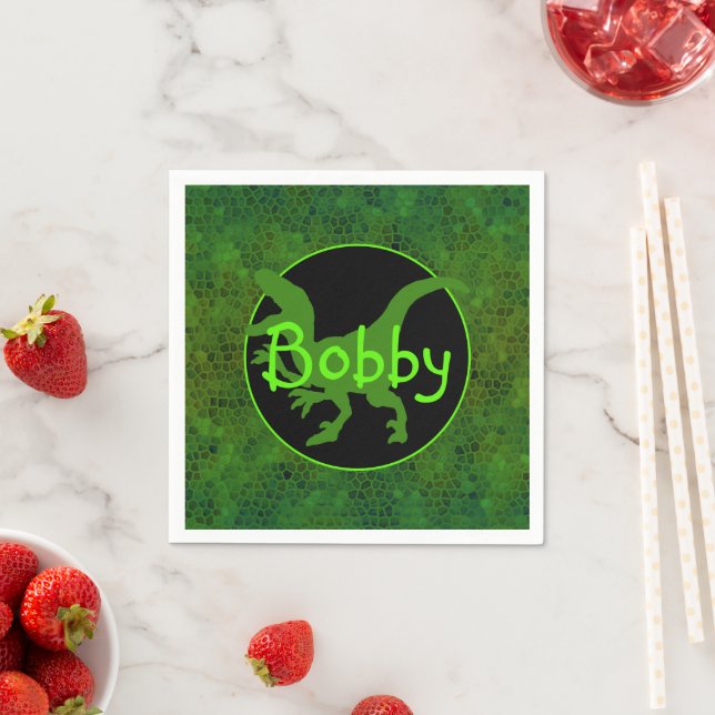 Personalized Green Dinosaur Hide  Napkins (Insitu)