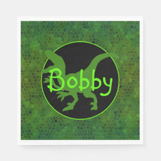 Personalized Green Dinosaur Hide Napkins