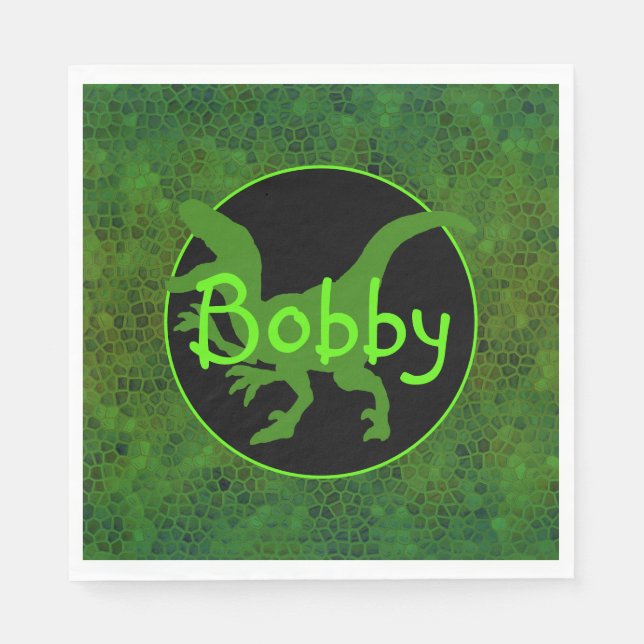Personalized Green Dinosaur Hide Napkins (Front)