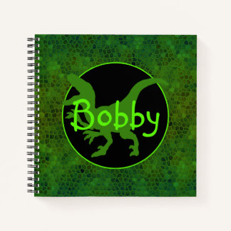 Personalized Green Dinosaur Hide Notebook