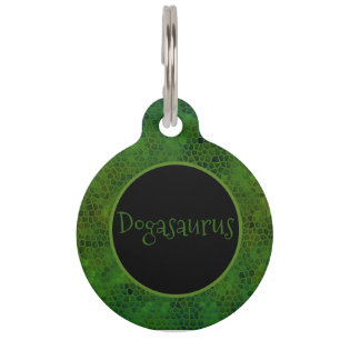 Personalized Green Dinosaur Hide Pet ID Tag