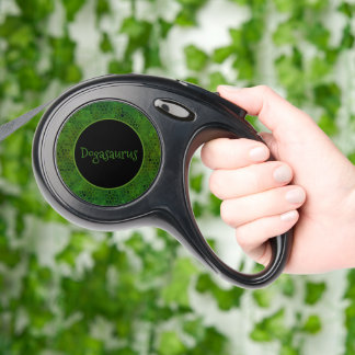 Personalized Green dinosaur Hide Retractable Pet Leash